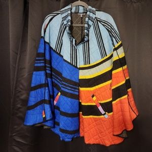 Conditions Apply Anthropologie Multi-Color Quilted Poncho Cape